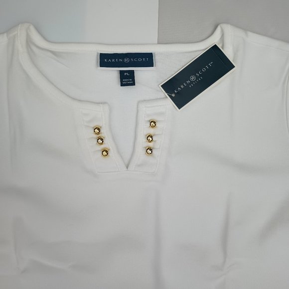Karen Scott White core Womens Tops. PET/LGE - Picture 3 of 9